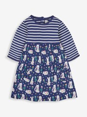 JoJo Maman Bébé Navy Animals Floral With Pet In Pocket Combo Dress - Image 2 of 4