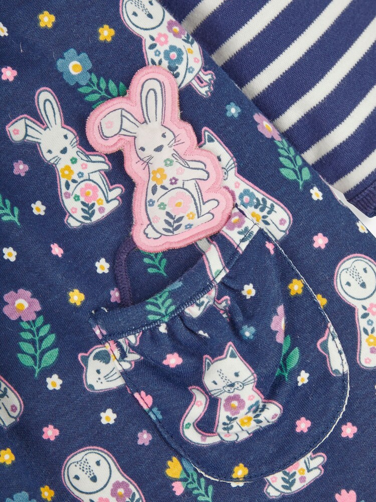 JoJo Maman Bébé Navy Animals Floral With Pet In Pocket Combo Dress - Image 4 of 4