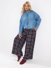 Yours Curve Red Checked Wide Leg Trousers - Image 2 of 7