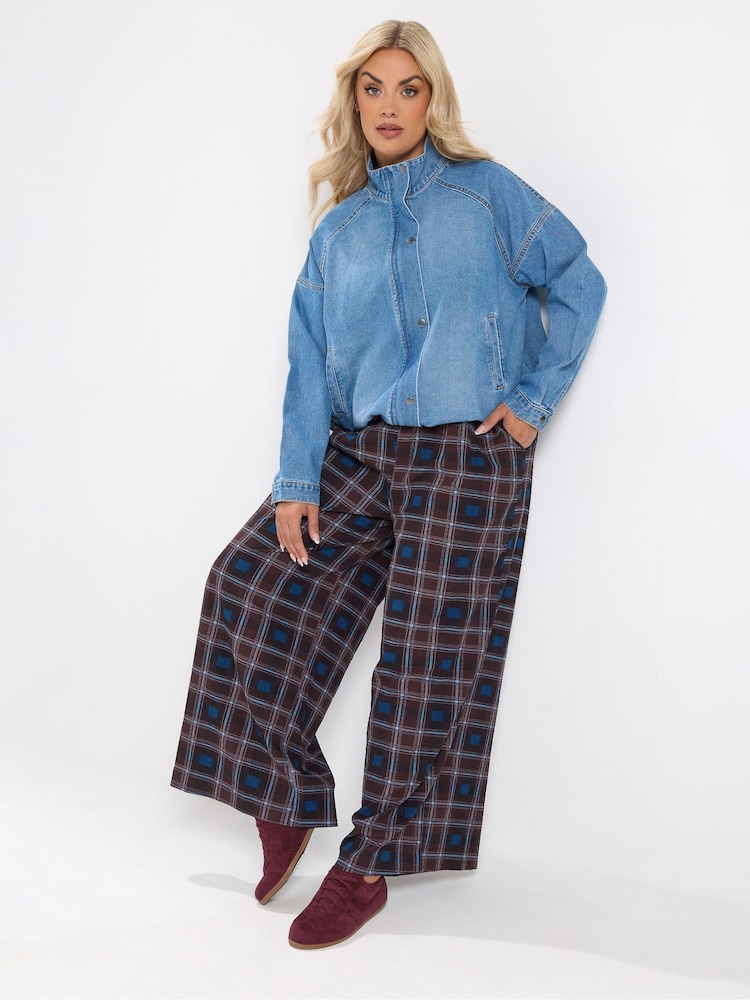 Yours Curve Red Checked Wide Leg Trousers - Image 2 of 7