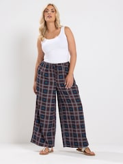 Yours Curve Red Checked Wide Leg Trousers - Image 3 of 7