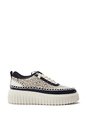 Moda in Pelle Natural Barika Chunky Textile Detail Trainers - Image 1 of 4