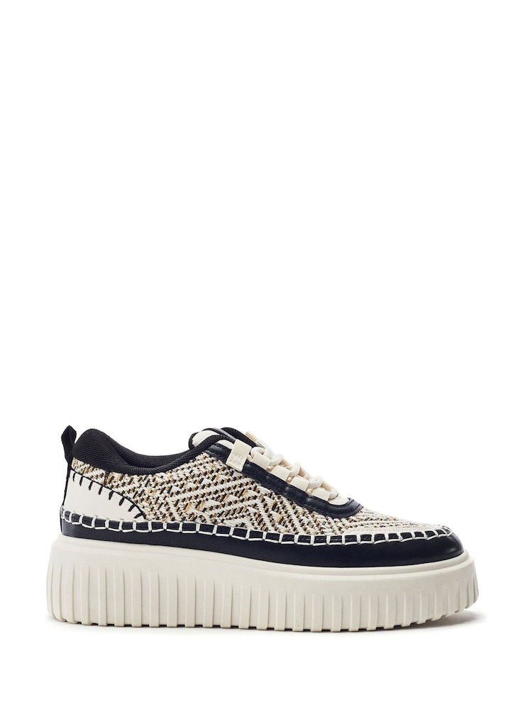 Moda in Pelle Natural Barika Chunky Textile Detail Trainers - Image 1 of 4