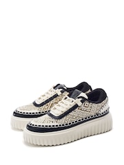 Moda in Pelle Natural Barika Chunky Textile Detail Trainers - Image 2 of 4