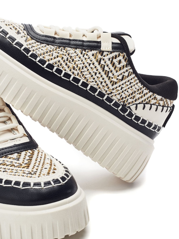 Moda in Pelle Natural Barika Chunky Textile Detail Trainers - Image 4 of 4
