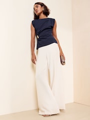 Friends Like These Navy Bold Shoulder Hardware Top - Image 3 of 6