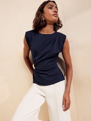 Friends Like These Navy Bold Shoulder Hardware Top - Image 5 of 6
