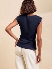 Friends Like These Navy Bold Shoulder Hardware Top - Image 6 of 6