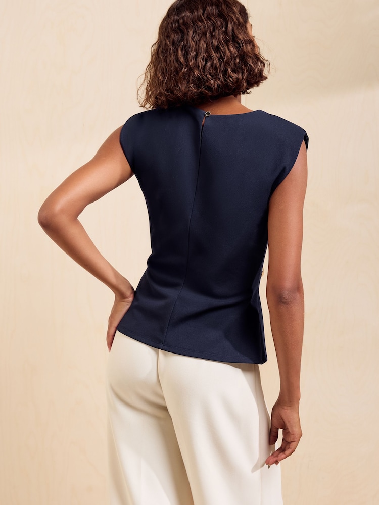Friends Like These Navy Bold Shoulder Hardware Top - Image 6 of 6
