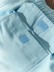 Turquoise Blue/White Mediterranean Tile Printed Swim Shorts - Image 11 of 12