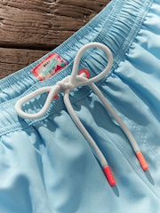 Turquoise Blue/White Mediterranean Tile Printed Swim Shorts - Image 8 of 12