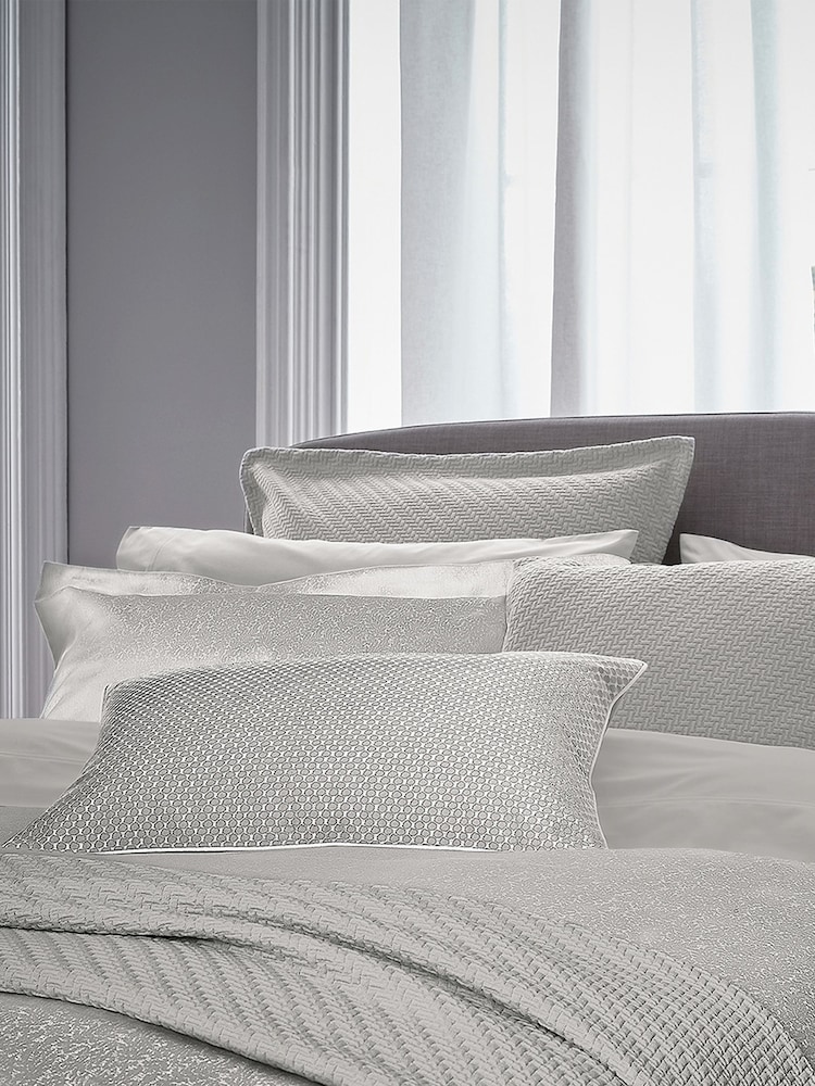Bedeck of Belfast Silver 100% Cotton Sateen Embroidered Tahra Cushion - Image 1 of 4