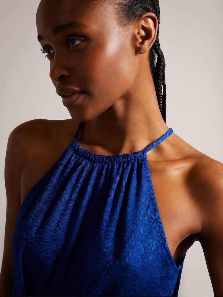 Ted Baker Blue Farelll Halterneck Midi Dress - Image 2 of 5