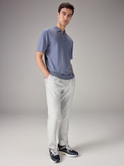 Blue Knitted Regular Fit Zip Polo Shirt - Image 2 of 7