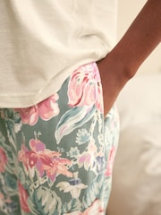 Laura Ashley Green Cotton Shirred Top and Trousers Pyjamas - Image 5 of 9