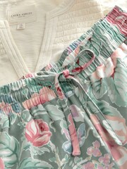 Laura Ashley Green Cotton Shirred Top and Trousers Pyjamas - Image 6 of 9