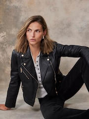 Mint Velvet Black Casual Leather Jacket - Image 1 of 4
