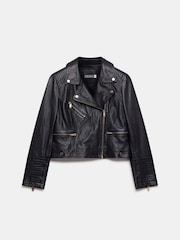 Mint Velvet Black Casual Leather Jacket - Image 3 of 4