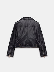 Mint Velvet Black Casual Leather Jacket - Image 4 of 4