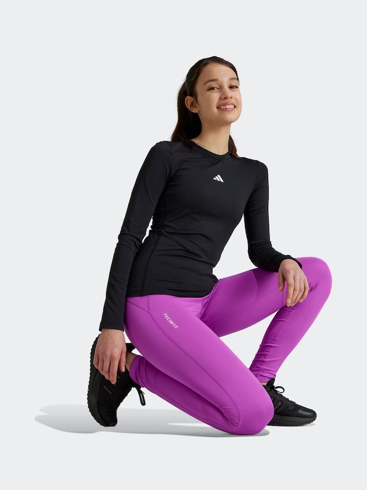 adidas Junior Techfit Legging Pink Tights - Image 2 of 4