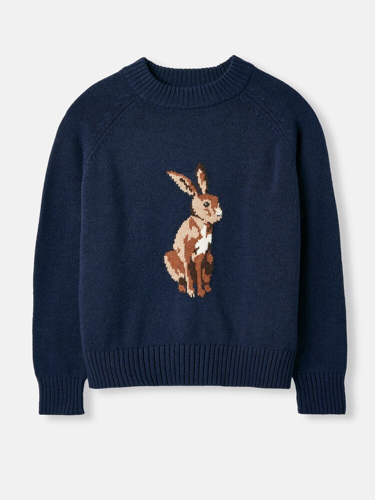 Joules Margot Navy Hare Intarsia Crew Neck Jumper - Image 2 of 6
