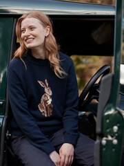 Joules Margot Navy Hare Intarsia Crew Neck Jumper - Image 3 of 6