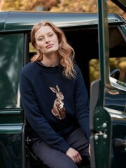 Joules Margot Navy Hare Intarsia Crew Neck Jumper - Image 5 of 6