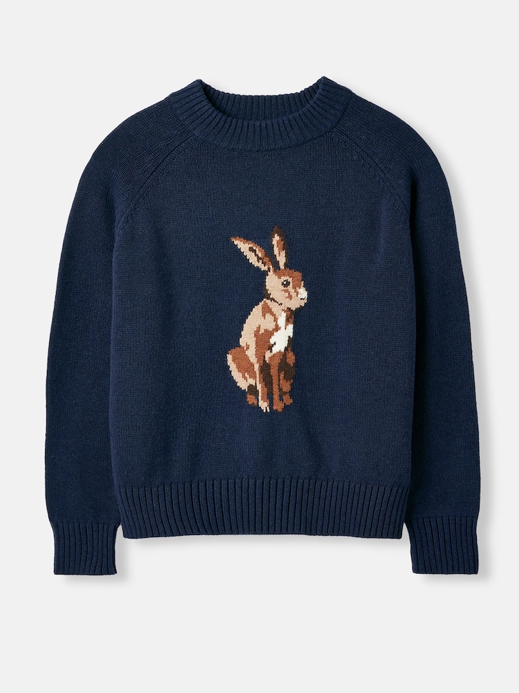 Joules Margot Navy Hare Intarsia Crew Neck Jumper - Image 6 of 6