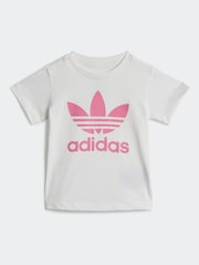 adidas Originals White/Pink 100% Cotton T-Shirt and Shorts Set - Image 2 of 7