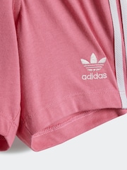 adidas Originals White/Pink 100% Cotton T-Shirt and Shorts Set - Image 7 of 7