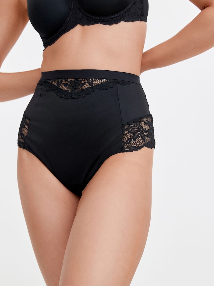 Schwarz / Praline, Nude - Figurformende Tangas mit hoher Taille im 2er-Pack - Bild 1 von 8 Schwarz / Praline, Nude - Figurformende Tangas mit hoher Taille im 2er-Pack - Bild 1 von 8