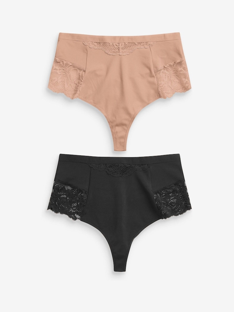 Schwarz / Praline, Nude - Figurformende Tangas mit hoher Taille im 2er-Pack - Bild 8 von 8 Schwarz / Praline, Nude - Figurformende Tangas mit hoher Taille im 2er-Pack - Bild 8 von 8