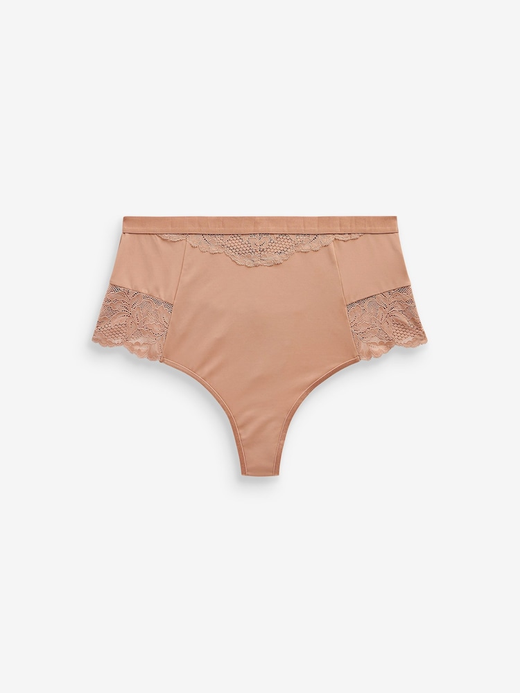 Black / Praline Nude Tummy Control Light Shaping High Waist Thongs 2 Pack - Image 7 of 8