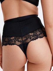 Negro/praliné nude - Pack de 2 tangas de talle alto moldeadores con efecto reductor ligero del abdomen - Imagen 8 de 8