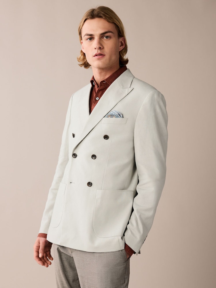 Light Grey Linen Blend Blazer - Image 1 of 9