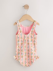 Pink/Orange Ditsy Frill Leg Swimsuit (3mths-7yrs) - Image 2 of 4