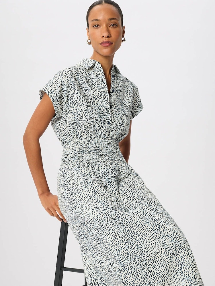 Whistles Blue Flecked Animal Collared Dress - Image 1 of 1 Whistles Blue Flecked Animal Collared Dress - Image 1 of 1