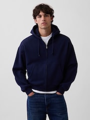 Gap Navy VintageSoft Oversized Crop Zip Hoodie - Image 1 of 4