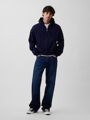 Gap Navy VintageSoft Oversized Crop Zip Hoodie - Image 3 of 4