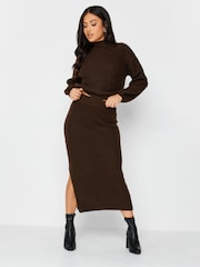 PixieGirl Petite Brown Funnel Neck Jumper - Image 2 of 5