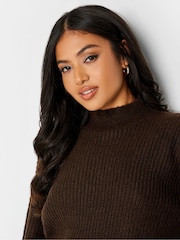 PixieGirl Petite Brown Funnel Neck Jumper - Image 5 of 5