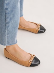 Simply Be Cream Quilted Snaffle Ballerina Shoes in Extra Wide Fit - Image 1 of 4