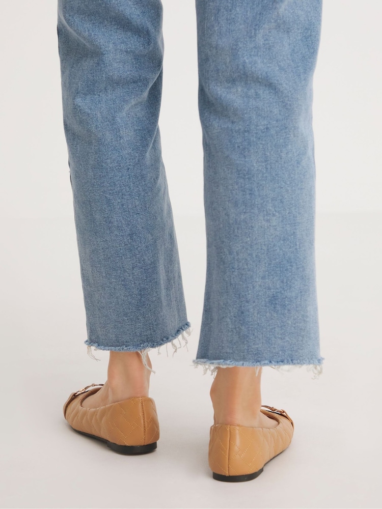 Simply Be Cream Quilted Snaffle Ballerina Shoes in Extra Wide Fit - Image 2 of 4