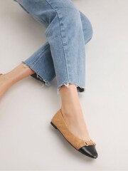 Simply Be Cream Quilted Snaffle Ballerina Shoes in Extra Wide Fit - Image 3 of 4