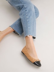 Simply Be Cream Standard/Wide Fit Quilted Snaffle Ballerina Shoes - Image 3 of 4
