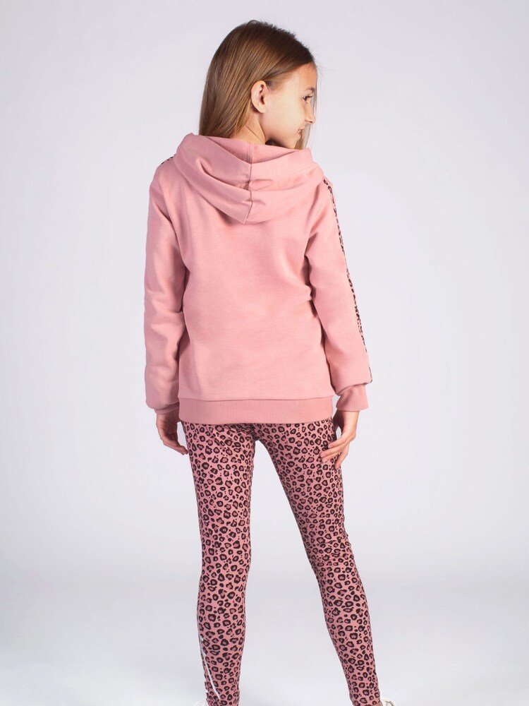 Pineapple Pink Girls Leopard Stripe Logo Hoodie - Image 2 of 5