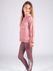 Pineapple Pink Girls Leopard Stripe Logo Hoodie - Image 3 of 5