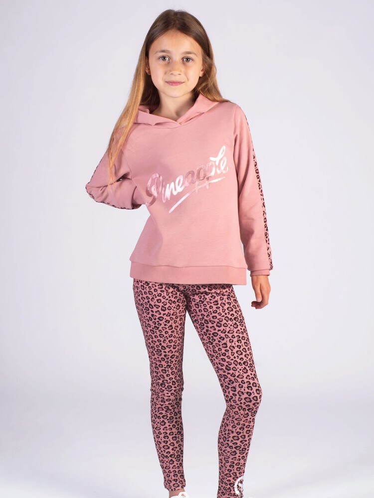Pineapple Pink Girls Leopard Stripe Logo Hoodie - Image 4 of 5