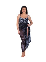 Seaspray Amalfi Floral Tassel Trim Black Beach Kaftan - Image 1 of 4
