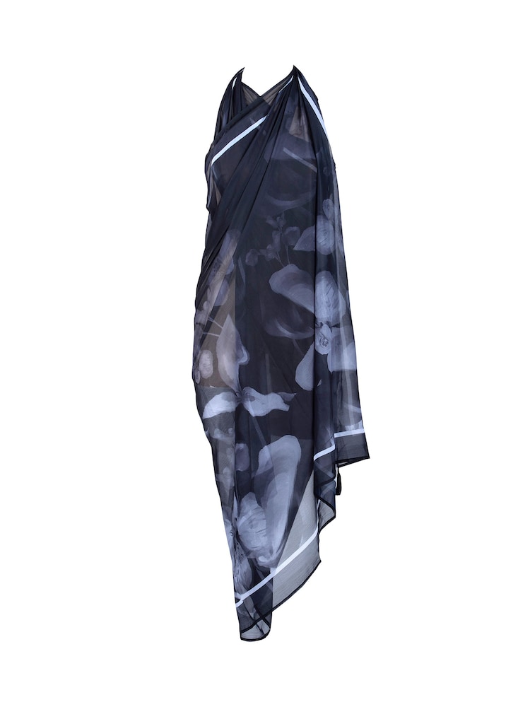 Seaspray Amalfi Floral Tassel Trim Black Beach Kaftan - Image 4 of 4 Seaspray Amalfi Floral Tassel Trim Black Beach Kaftan - Image 4 of 4